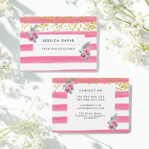 Roze Wit Make-up Artiest Floral Visitekaartje
