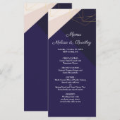 Roze wit marineblauw & goud geometrie Wedding Menu (Voorkant / Achterkant)