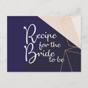 Roze wit marineblauw & goud geometrisch recept briefkaart
