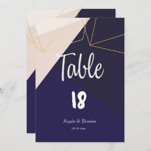 Roze wit marineblauw & gouden geometrische tafel kaart