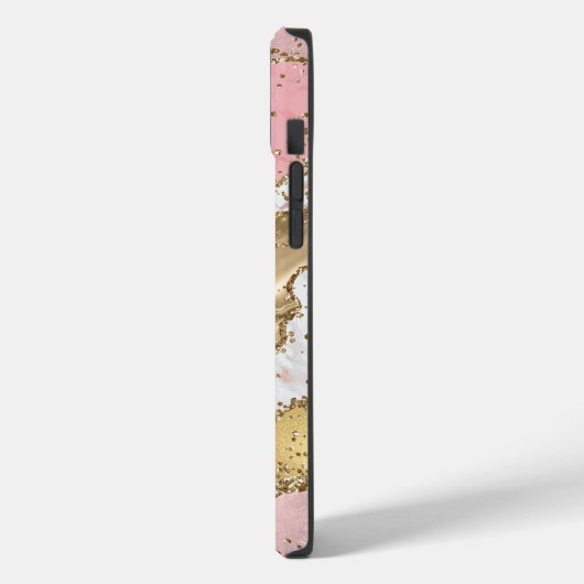 Roze Wit Marmer Gouden Glitter Case-Mate iPhone Case (Achterkant / Links)