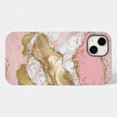 Roze Wit Marmer Gouden Glitter Case-Mate iPhone Case (Achterkant (horizontaal))