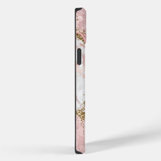 Roze Wit Marmer Gouden Glitter Case-Mate iPhone Case (Achterkant / Rechts)