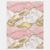 Roze Wit Marmer Gouden Glitter Fleece Deken (Voorkant)