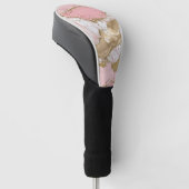 Roze Wit Marmer Gouden Glitter Golfheadcover (Schuin)