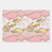 Roze Wit Marmer Gouden Glitter Inpakpapier Vel (Voorkant)