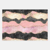 Roze Wit Marmer Gouden Glitter Inpakpapier Vel (Voorkant 3)