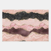 Roze Wit Marmer Gouden Glitter Inpakpapier Vel (Voorkant 2)