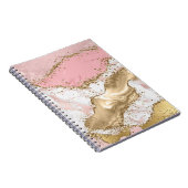 Roze Wit Marmer Gouden Glitter Notitieboek (Rechterzijde)