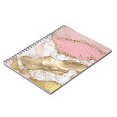 Roze Wit Marmer Gouden Glitter Notitieboek (Linkerzijde)