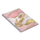 Roze Wit Marmer Gouden Glitter Notitieboek (Rechterzijde)