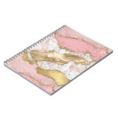 Roze Wit Marmer Gouden Glitter Notitieboek (Linkerzijde)