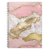 Roze Wit Marmer Gouden Glitter Notitieboek (Voorkant)