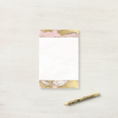 Roze Wit Marmer Gouden Glitter Post-it® Notes (Op bureau)
