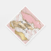 Roze Wit Marmer Gouden Glitter Servet (Hoek)