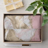Roze Wit Marmer Gouden Glitter Tissuepapier (Geschenk)