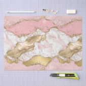 Roze Wit Marmer Gouden Glitter Tissuepapier (Craft)