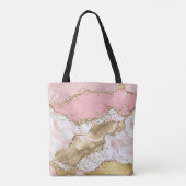 Roze Wit Marmer Gouden Glitter Tote Bag (Achterkant)