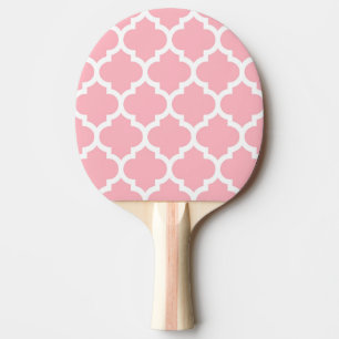 Roze Wit Marokkaans Quatrefoil Patroon #5 Tafeltennisbatje