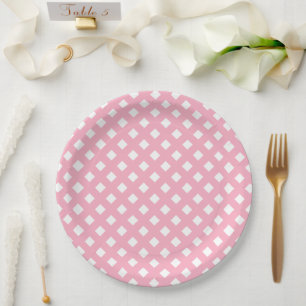Roze & Wit Meisje Baby shower Papieren Bordje