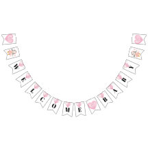 Roze Wit Meisje Baby shower Pinguïn Bunting Flags