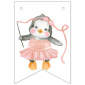 Roze Wit Meisje Baby shower Pinguïn Bunting Flags Vlaggetjes (Tweede vlag)