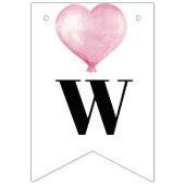 Roze Wit Meisje Baby shower Pinguïn Bunting Flags Vlaggetjes (Derde vlag)