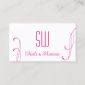 Roze wit,  met Monogram en Foto Visitekaartje (Voorkant)