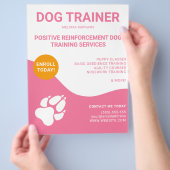 Roze & Wit Met Oranje & Hondpoot - Hondentrainer Flyer (Hand)