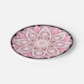 Roze, wit met zwart randpatroon papieren bordje (Gekanteld)