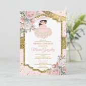 Roze & Wit Mexicaans Presentación de Tres Años Kaart (Staand voorkant)