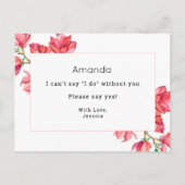 Roze Wit Mijn bruidsmeisje Floral Magnolia Kaart (Achterkant)