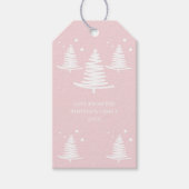 Roze Wit Minimalistische Kerstbomen Cadeaulabel (Voorkant)
