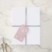 Roze Wit Minimalistische Kerstbomen Cadeaulabel (Met Touw)