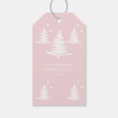 Roze Wit Minimalistische Kerstbomen Cadeaulabel (Achterkant)