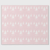 Roze Wit Minimalistische Kerstbomen Cadeaupapier (Vlak)