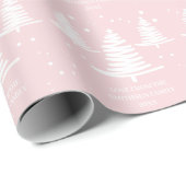 Roze Wit Minimalistische Kerstbomen Cadeaupapier (Rol Hoek)