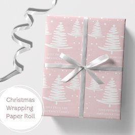 Roze Wit Minimalistische Kerstbomen Cadeaupapier