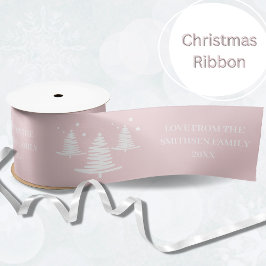 Roze Wit Minimalistische Kerstbomen Satijnen Lint