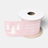 Roze Wit Minimalistische Kerstbomen Satijnen Lint (Spoel)