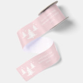 Roze Wit Minimalistische Kerstbomen Satijnen Lint (Achterkant)