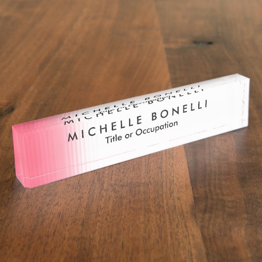 Roze Wit Minimalistische Vrouwelijke Plain Modern Naambordje (Zijkant)