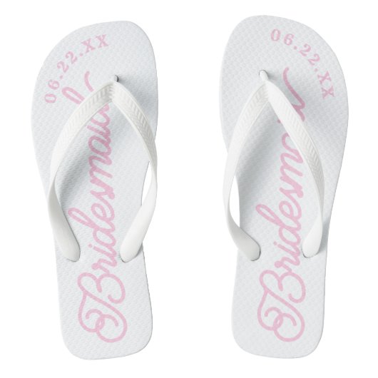 Roze Wit Modern Custom Bruids Party Teenslippers (Voetbed)