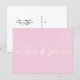 Roze Wit Modern eenvoudige zakelijke logo dank u Briefkaart