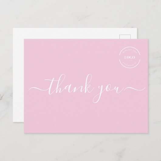 Roze Wit Modern eenvoudige zakelijke logo dank u Briefkaart (Voorkant / Achterkant)