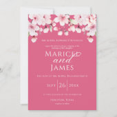 Roze & Wit Modern Floral Elegant Bruiloft Kaart (Voorkant)