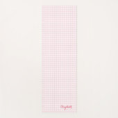 Roze Wit Modern Geruite Monogram Oefening Yogamat (Voorkant)