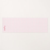 Roze Wit Modern Geruite Monogram Oefening Yogamat (Voorkant (horizontaal))