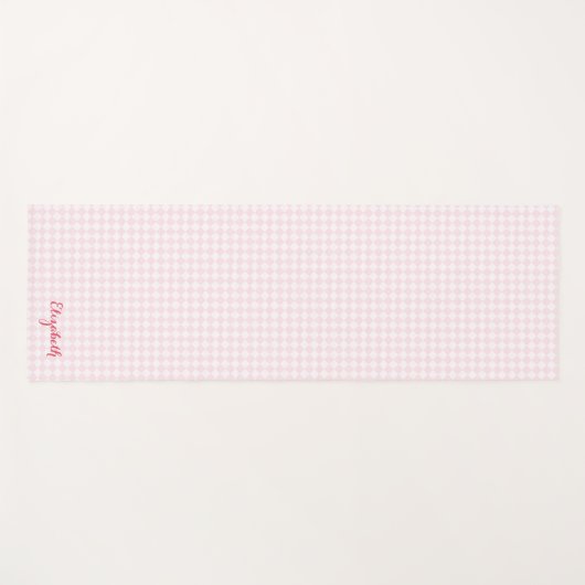 Roze Wit Modern Geruite Monogram Oefening Yogamat (Voorkant (horizontaal))