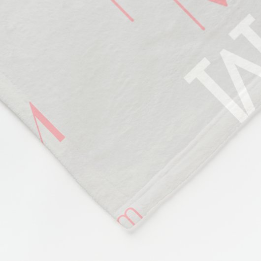 Roze/wit modern monogram grijs fleece deken (Hoek)